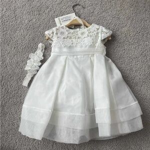 Trendi bambini baptism white dress 9months